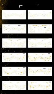 Detailed catalog of twelve metallic gold face freckle tattoo designs including stars and hearts