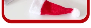 Detailed close-up of mini red and white felt Christmas hat for lollipop and doll decoration
