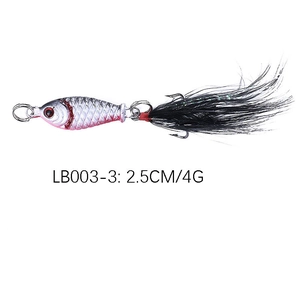Detailed macro view of 2.5cm/4g silver bionic lure with red dots and black feather hook