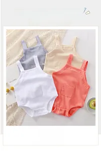 Stacked view of baby ribbed cotton bodysuits in white, grey, beige and pink tones