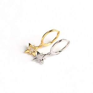 Créoles minimalistes en argent S925 avec pendentifs étoile et zircons, or et argent
