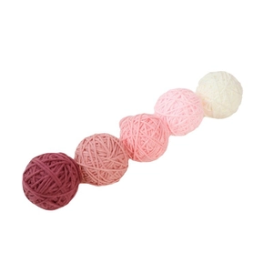 5-piece pink gradient wool ball ornaments for Christmas tree decor and handmade DIY crafts