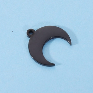 Polished black stainless steel crescent moon pendant for DIY jewelry making 15.5x15mm