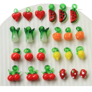 Colorful glass fruit and vegetable pendants set for DIY jewelry and crafts making