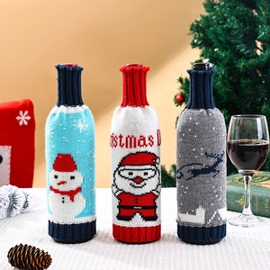 Housses De Bouteille De Vin Tricotées De Noël Père Noël Bonhomme De Neige Renne Décoration De Table De Fête