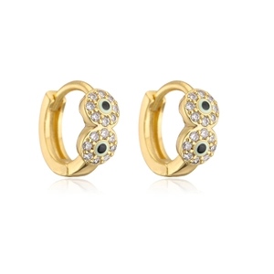 18K vergoldete Creolen aus Kupfer mit Evil Eye Design und klaren Zirkonsteinen