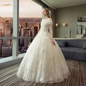 Abito Da Sposa Con Spalle Scoperte Pizzo E Perline Taglio A Line Abito Da Ballo Elegante Avorio