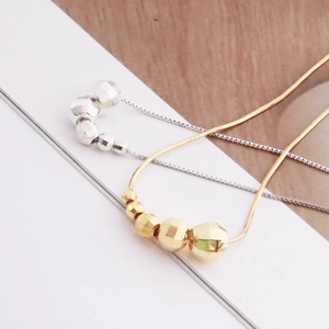S925 sterling silver faceted bead necklaces in gold and silver finish with elegant chains