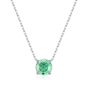 Sparkling S925 sterling silver necklace with a rose-cut green gemstone pendant