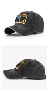 Detailed close-up of a vintage-style cotton baseball cap with Ocean Dreaming patch