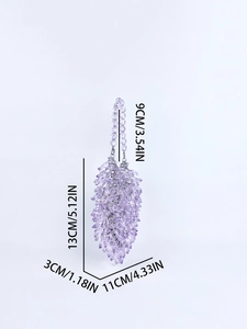 Detailed size specifications of purple acrylic beaded teardrop handbag with dimensions