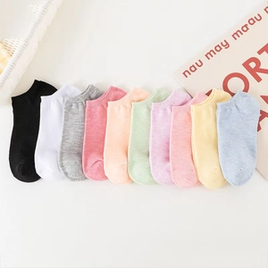 Set of 10 pairs multicolor cotton low-cut ankle socks in candy colors for women