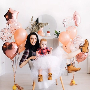 Kit de ballons rose doré pour fête de bébé avec ballons en aluminium cœur et étoile