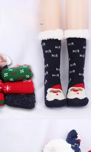 Chaussettes de Noël épaisses avec motifs festifs et doublure en polaire pour l'hiver au chaud