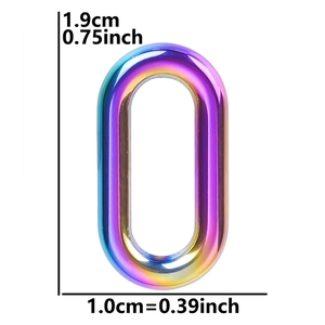 Rainbow oval stainless steel jewelry connector with 1.9cm height and 1.0cm width dimensions