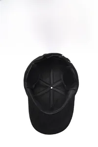 Detail view of winter baseball cap with foldable earflaps and thick warm lining