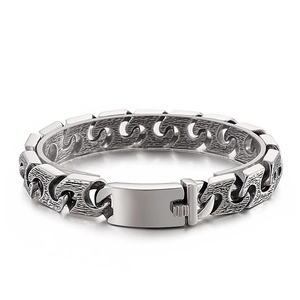 Bracelet En Acier Inoxydable 316L Homme Rétro Distressed Punk Rock Style Industriel Métal Brossé Maillon En S Bijou