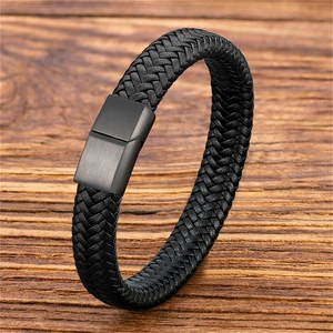 Geflochtenes Lederarmband Mit Edelstahl Magnetverschluss Retro Gewebter Einfacher Modeschmuck Für Herren