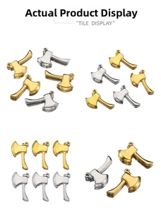 Polished stainless steel axe charms in gold and silver finishes for DIY jewelry making