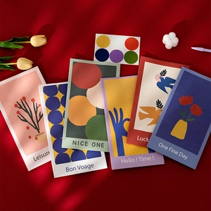 Artistic oil painting style gift paper bags with floral and geometric illustrations