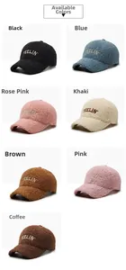 Detailed grid showing seven colors of soft fleece baseball caps with FEELIN embroidery