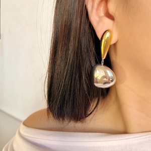Bicolor Drop Earrings Stainless Steel 18K Gold Plated Geometric Water Drop Mirror Polish Jewelry For Women Party Gift