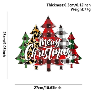 Detailed view of layered wooden Christmas sign with dimensions 27x23cm and festive text