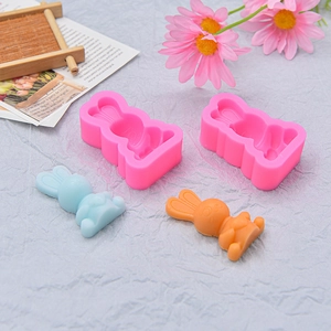 3D rabbit silicone mold set for chocolate and mousse cake DIY with finished bunnies
