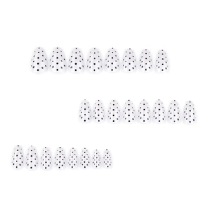Almond-shaped white press-on nails with minimalist black polka dots, 24-piece full set