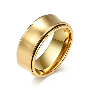 Stainless Steel Rotating Spinner Ring For Men Women Brushed Surface Arc Inner Polished Anxiety Relieving Minimalist Fashion Band