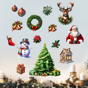 Christmas tree snowman self-adhesive wall stickers for living room and bedroom decor