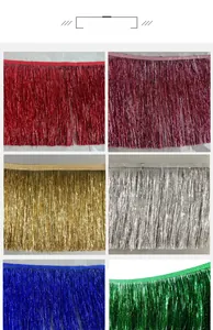 Detailed comparison of six vibrant colors of metallic fringe trim for costume decoration