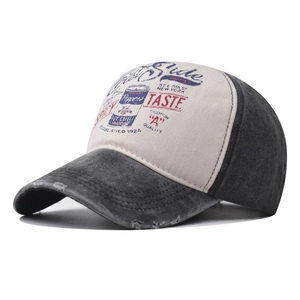 Vintage Washed Cotton Baseball Cap American Graphic Print Distressed Adjustable Sun Hat For Men Women Outdoor Streetwear Casual Hat