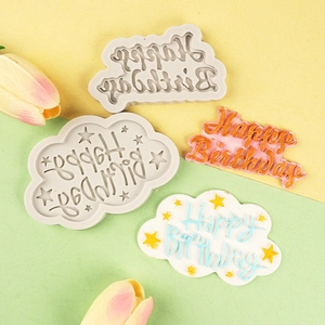 Cloud-shaped Happy Birthday silicone molds for DIY cake toppers and chocolate decorating