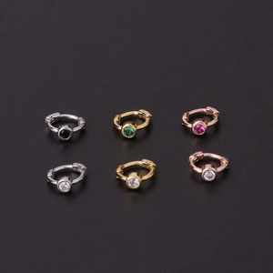 Mini orecchini a cerchio in acciaio con zirconi colorati in oro e argento lucido