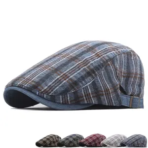 Classic British plaid ivy cap for men and women with adjustable metal buckle side
