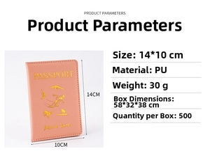Pink PU leather passport holder specifications with gold stamped athletic graphics