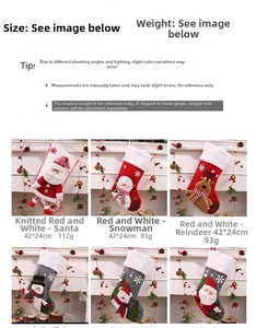 Details von 42x24cm Weihnachtssocken mit Nikolaus-, Schneemann- und Rentier-Motiven