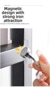 Close-up of magnetic silver hook attached to a metal surface showing strong suction