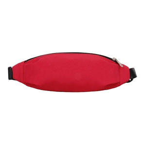 Japanese style red canvas waist bag with adjustable strap and buckle for crossbody wear