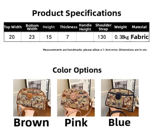 Detailed size specifications for canvas bear crossbody bag with dimensions and straps