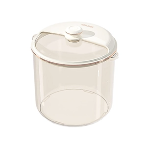 Conteneur de stockage hermétique moderne avec couvercle blanc et bord doré pour le riz