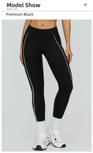 Leggings neri da yoga a vita alta con strisce laterali bianche a contrasto e stile