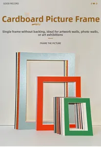 Close-up of colorful paper photo frame mats in various sizes and striped patterns