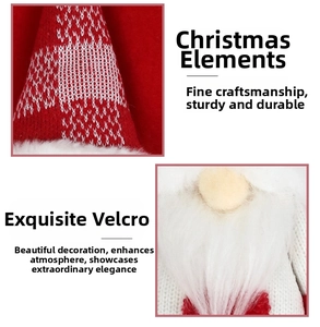 Close-up of Christmas gnome handle cover with red plaid fabric and plush white beard