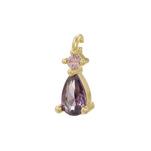 18K gold plated teardrop pendant with round pink and purple waterdrop zircons