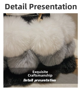 Detailed macro view of fluffy multi-color pom-poms on a plush shoulder bag texture