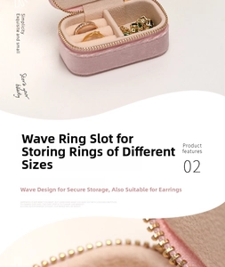 Pink velvet jewelry box interior with wave slots for rings and stud earrings