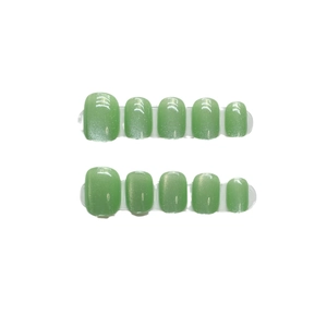 Faux ongles œil de chat vert court avec scintillement laser arc-en-ciel lot de 10