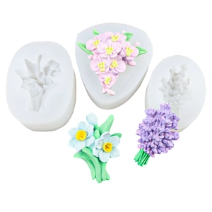 3D floral silicone molds for orchid, lavender and lily shaped chocolate or resin crafts